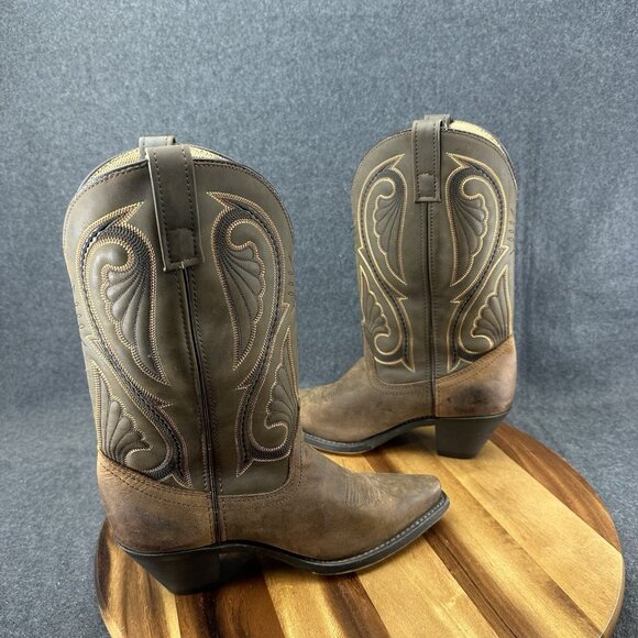 Laredo Cheyenne Women's Embroidered Cowgirl Boots 5732 Lea Vamp.Fox Sz 8M Brown - Picture 7 of 9